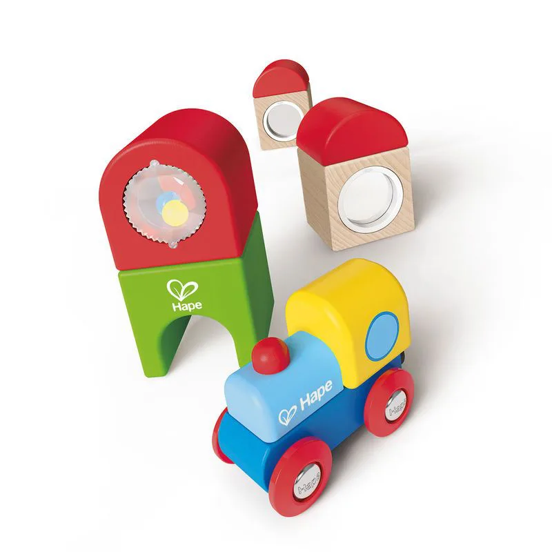 Дървен комплект, Hape, Гара от кубчета, 5 части - Image 2