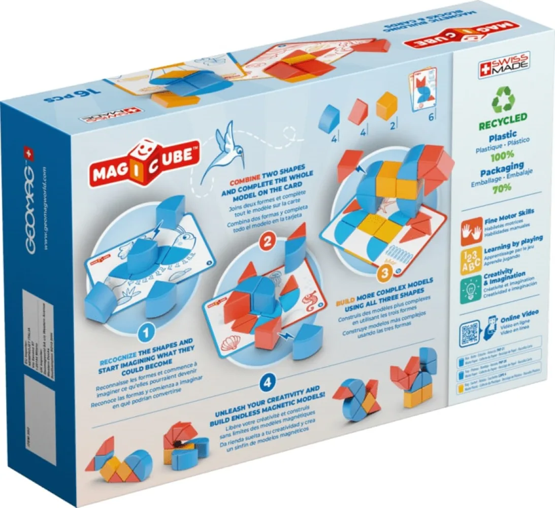 Магнитен конструктор, Geomag, Magicube, Форми и карти, 16 части - Image 2