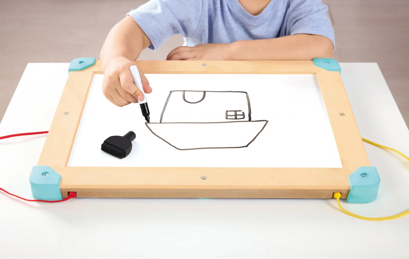 Дървен комплект за игра 2 в 1, Hape, Космически лабиринт и дъска танграм, 15 части - Image 7