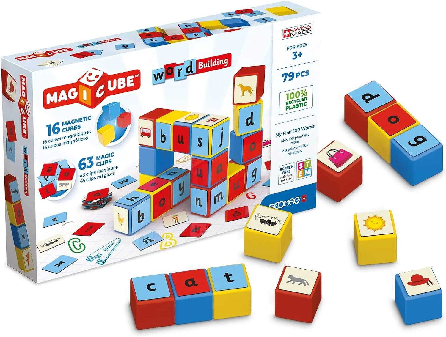 Магнитен конструктор, Geomag, Magicube, Съставяне на думи, 79 части - Image 2