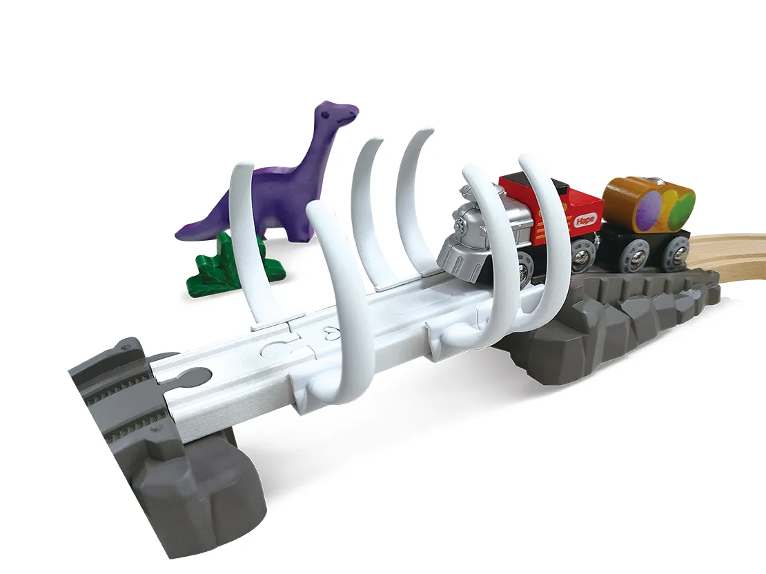 Дървен железопътен комплект, Hape, Дино, 61 части - Image 5