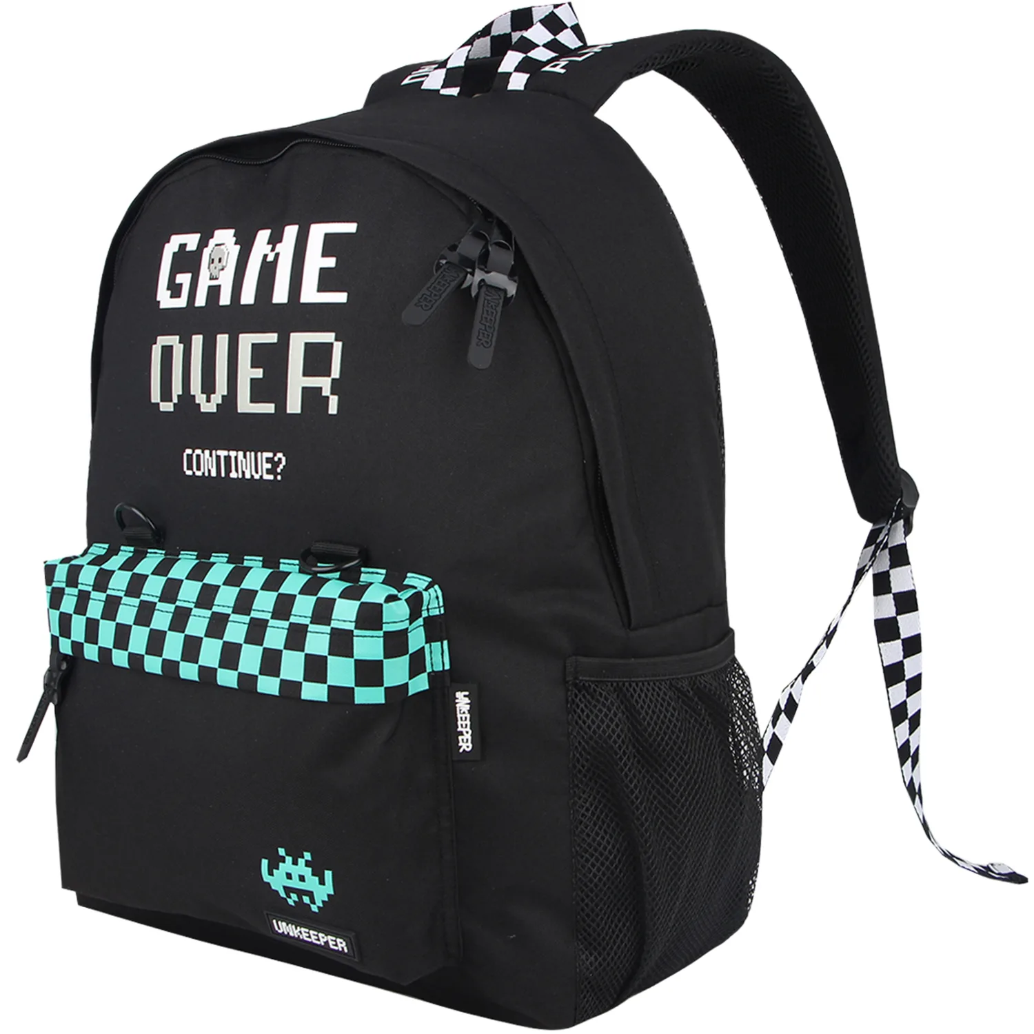 Ученическа раница, Unkeeper, Game Over, 44 x 33 x 16 см, Зелен - Image 2