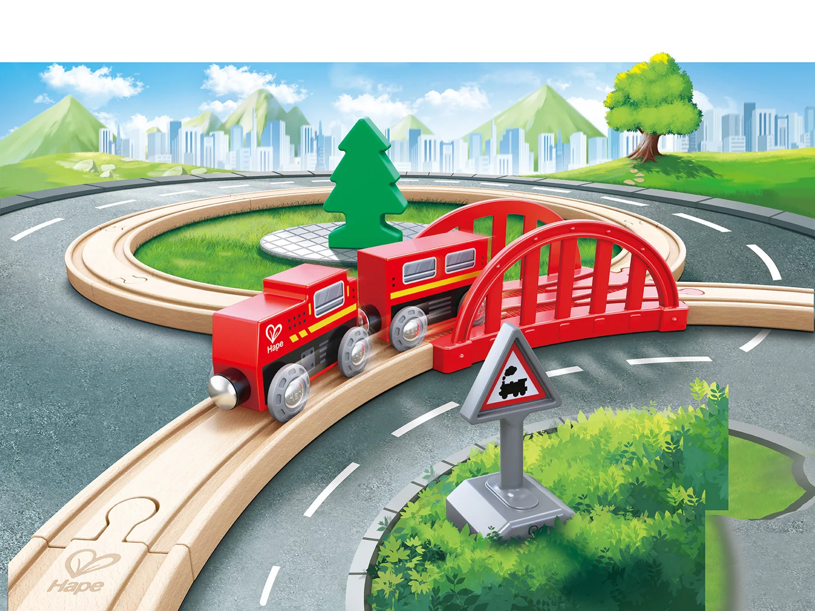 Детски игрален комплект, Hape, Класическа железопътна осмица, 19 части - Image 4