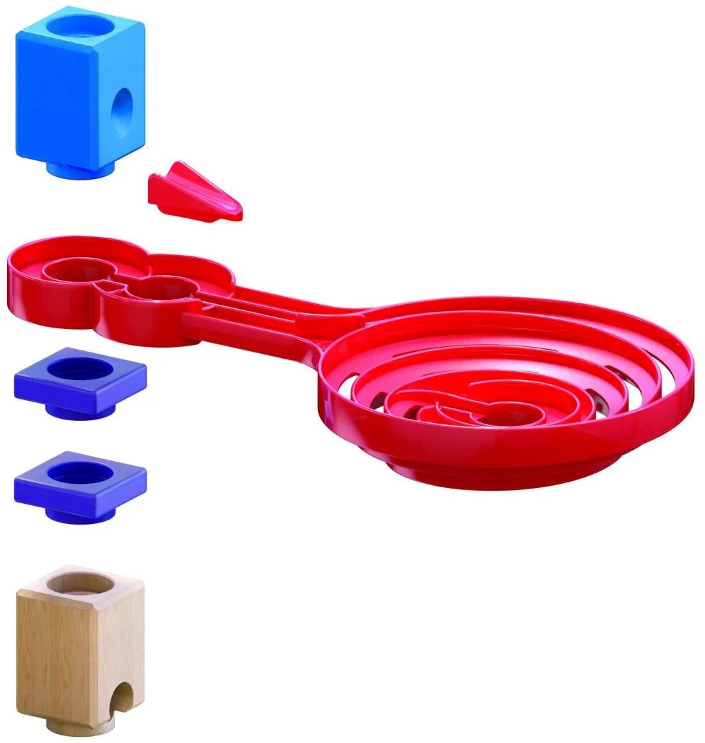 Комплект дървена писта, Hape Quadrilla, Двустранна спирала, 9 части - Image 3