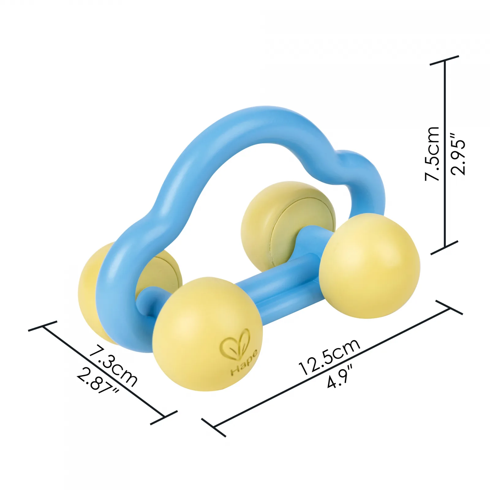Бебешка дрънкалка и гризалка 2 в 1, Hape, Кола, 12.5 x 7.3 x 7.5 см - Image 2