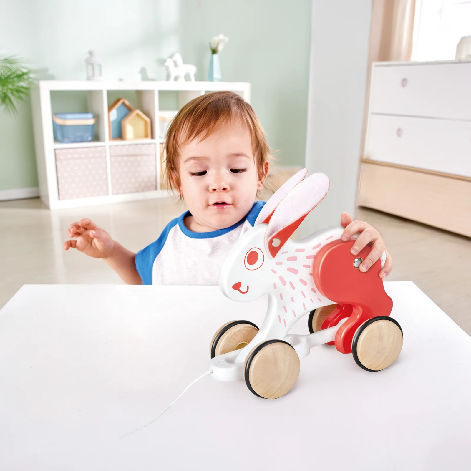 Дървена играчка за дърпане, Hape, Заек, 24 x 11 x 20 см - Image 4