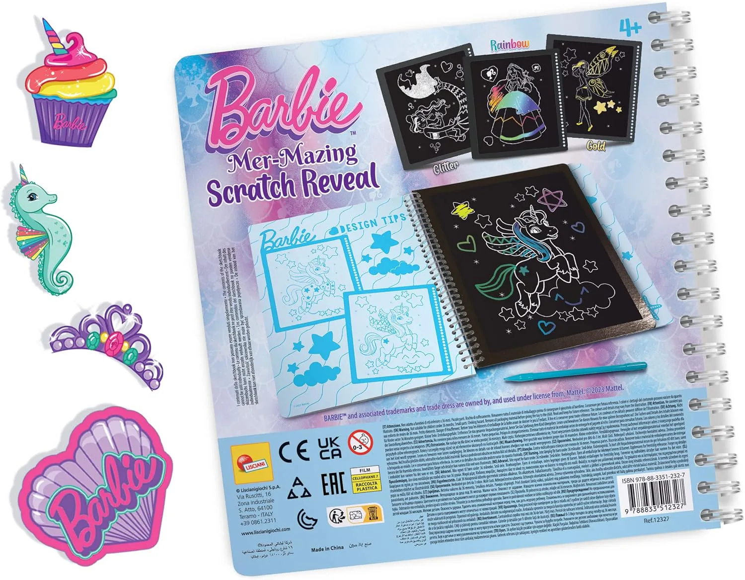 Творчески комплект, Lisciani, Barbie, Scratch Reveal, Скречбук Русалка - Image 6