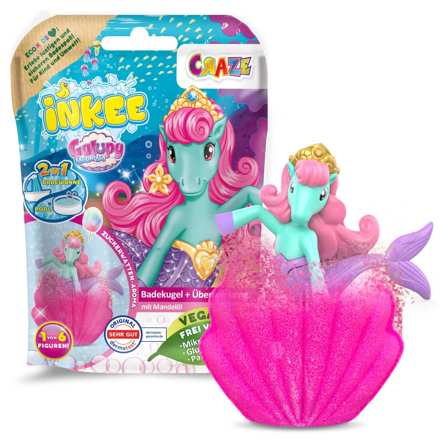 Ефервесцентна бомбичка за баня, Craze, Galupy Mermaid изненада, 100 гр - Image 2