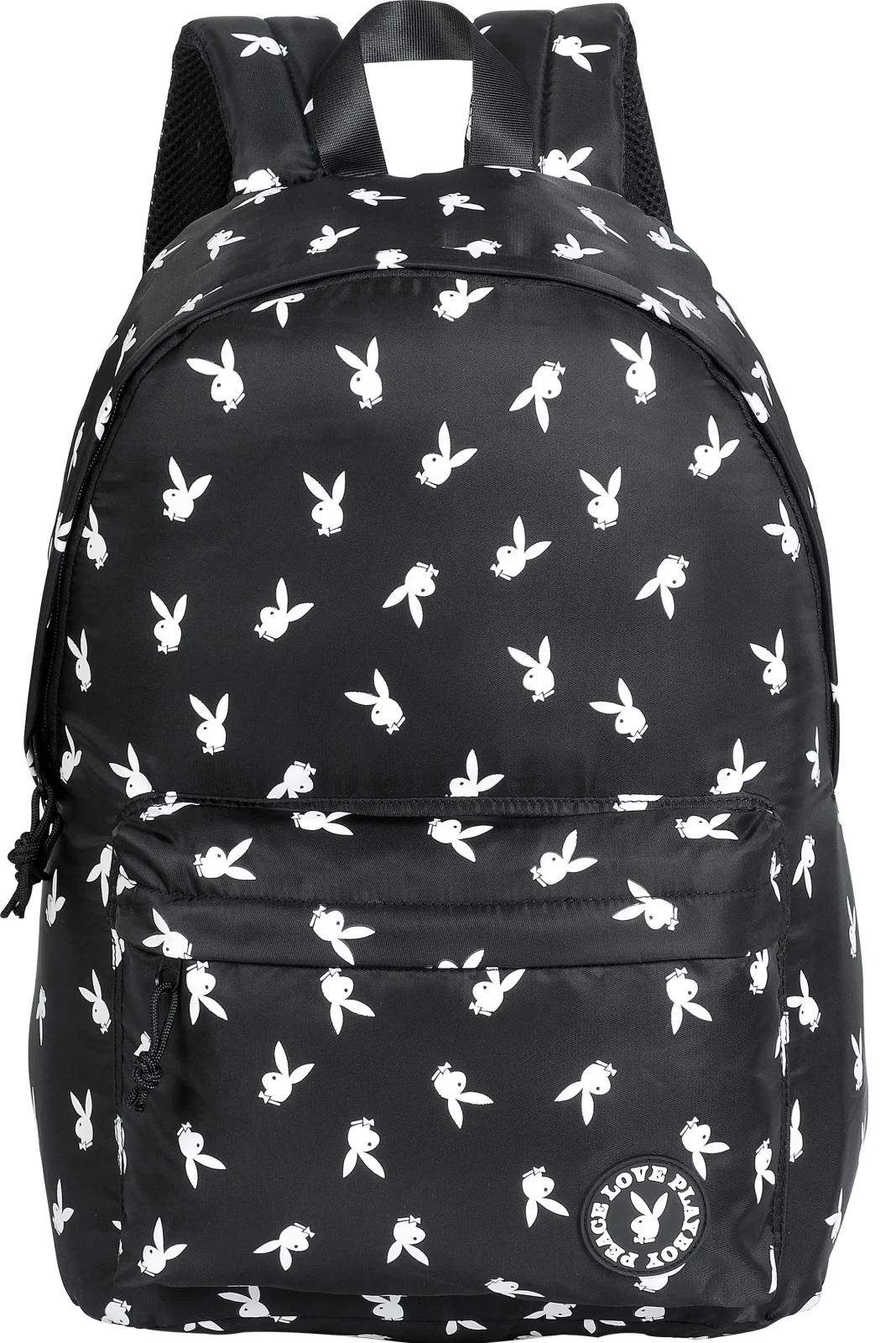 Ученическа раница, Playboy, Bunny Pattern, 45 x 33 x 18 см, Черен - Image 2