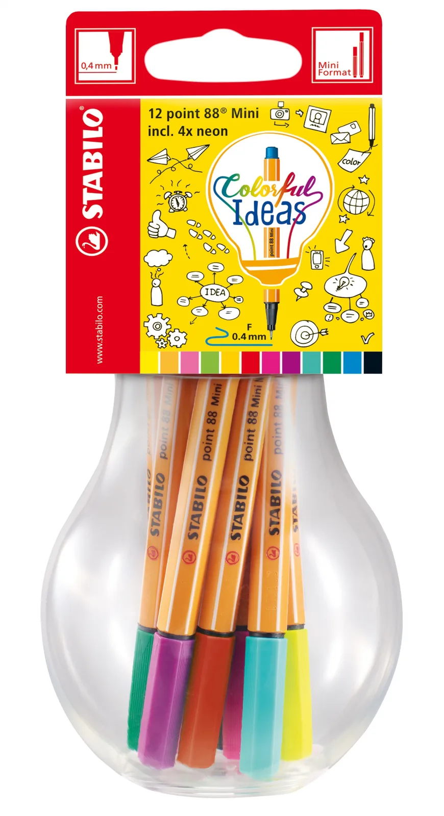 Комплект мини перманентни маркери, Stabilo, Point 88 в крушка, 12 броя - Image 2