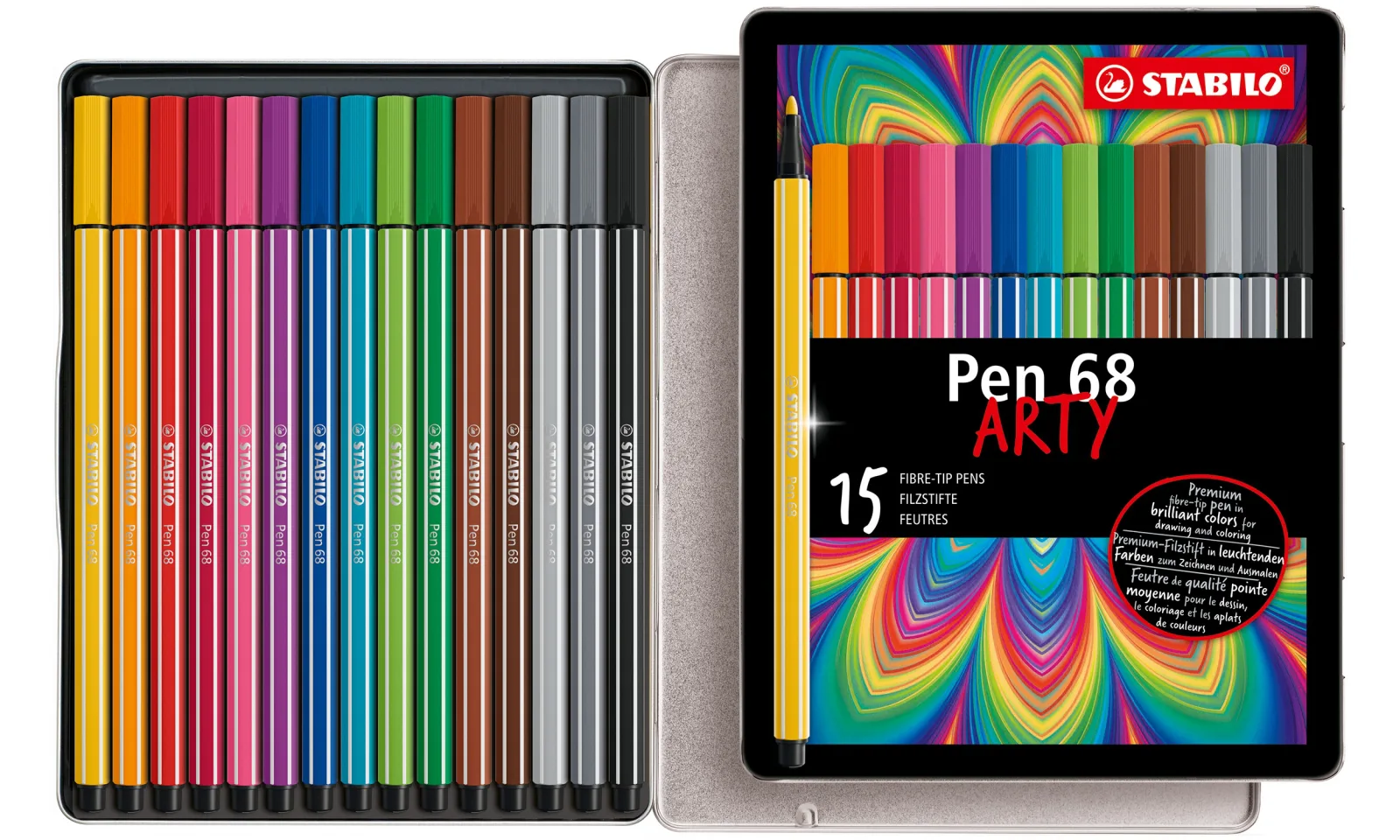 Комплект флумастери, Stabilo, Pen 68 Arty, метална кутия, 20 цвята - Image 5