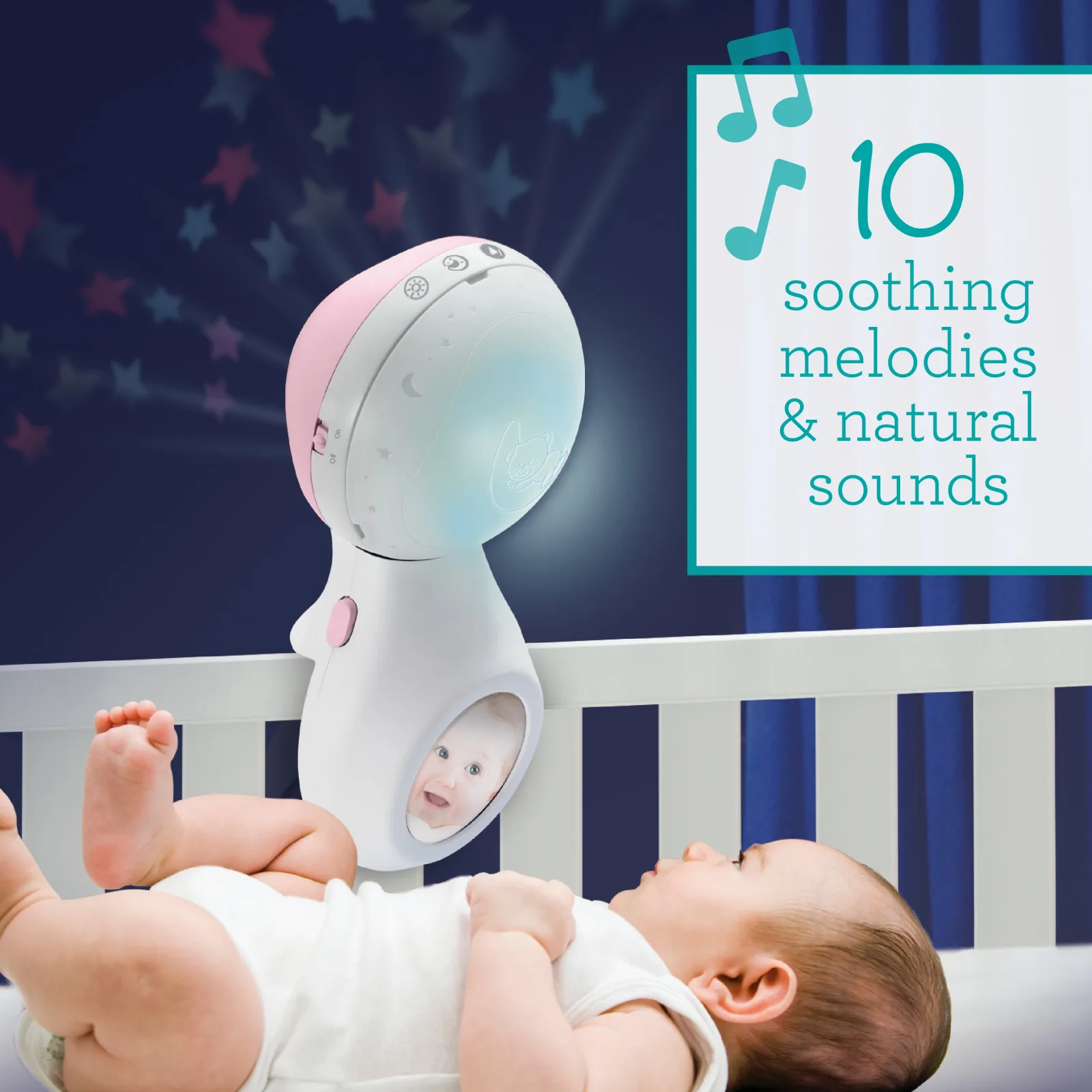 Музикална въртележка с проектор 3в1, Infantino, Розово - Image 4