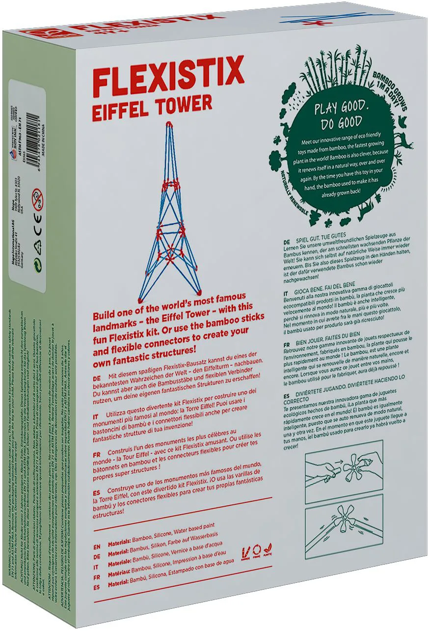Бамбуков конструктор, Hape Flexistix, Айфелова кула, 62 части - Image 3