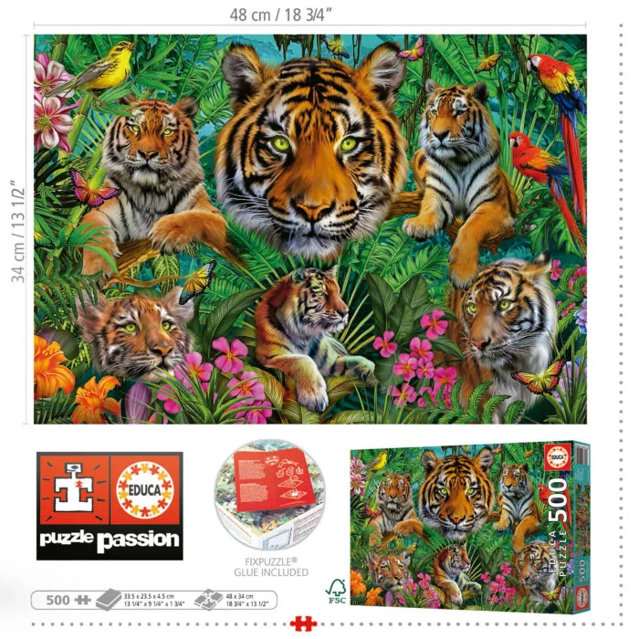 Пъзел, Educa, Тигри в джунглата, 500 части - Image 3