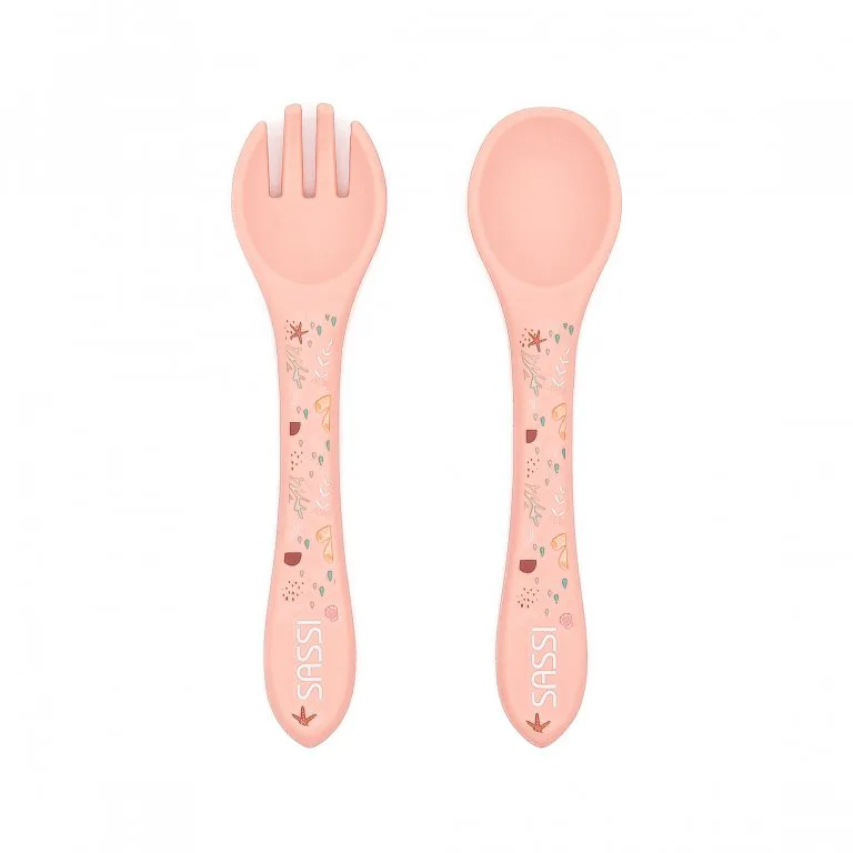 Силиконов комплект за хранене, вилица и лъжица, Sassi, Октопод - Image 3