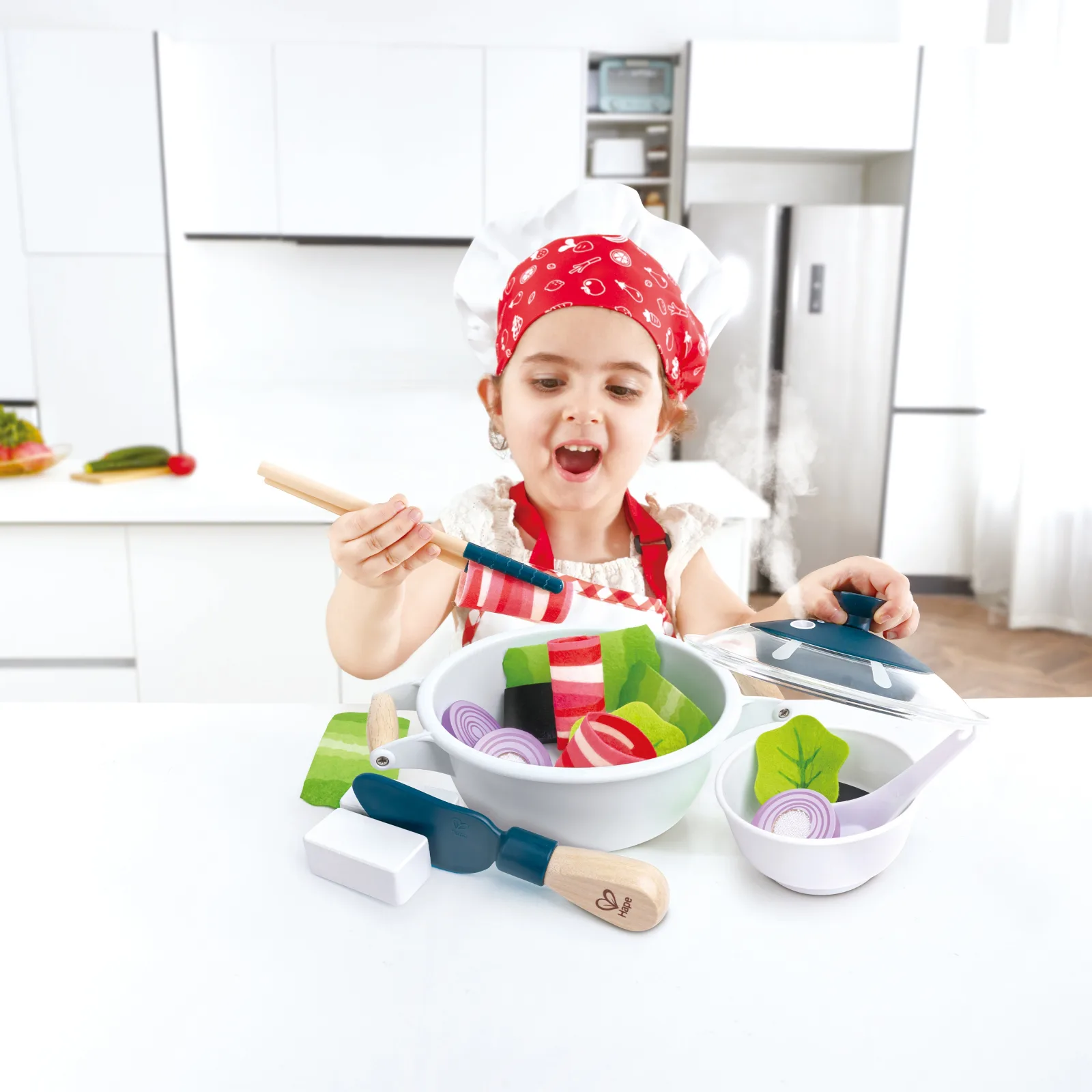 Детски готварски комплект, Hape, Китайска тенджера за фондю с аксесоари, 17 части - Image 3
