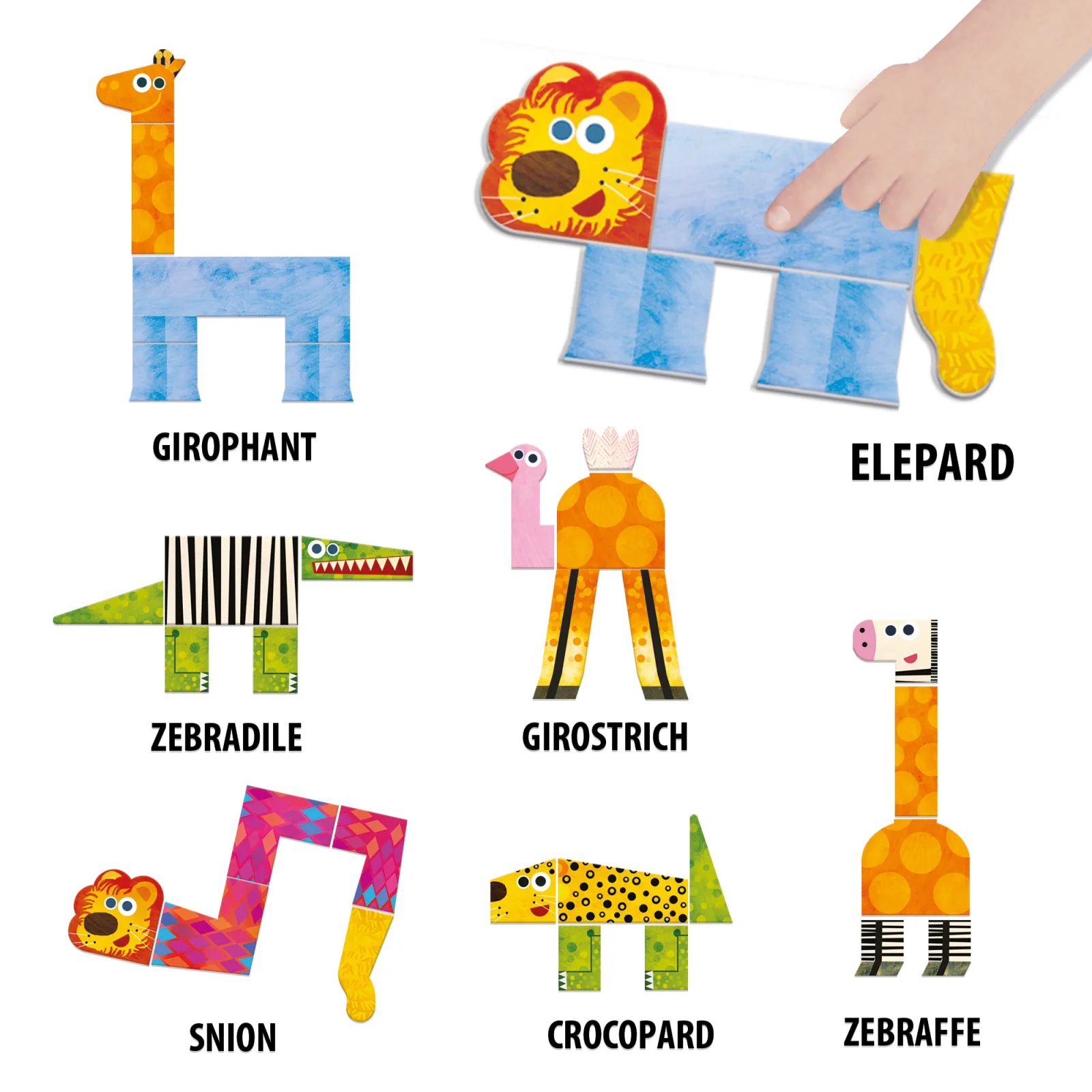 Образователен пъзел, Headu, Тактилни животни, 40 части - Image 2