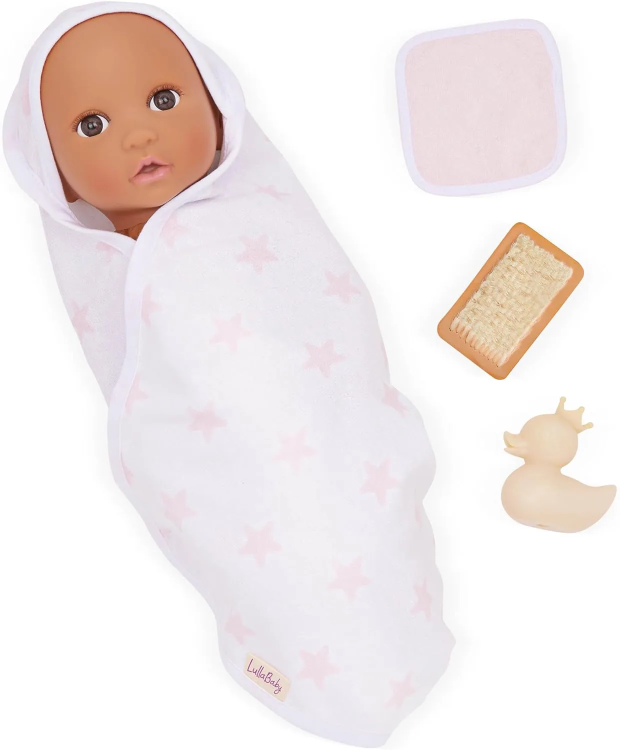 Комплект аксесоари за кукла, Battat, Lulla Baby, Халат за баня, 4 части, Розов - Image 3