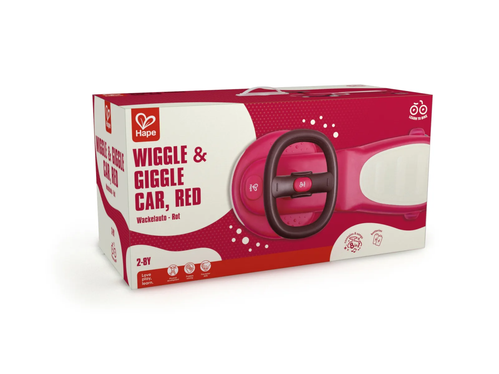 Балансираща количка с LED светлини, Hape, Червена - Image 2