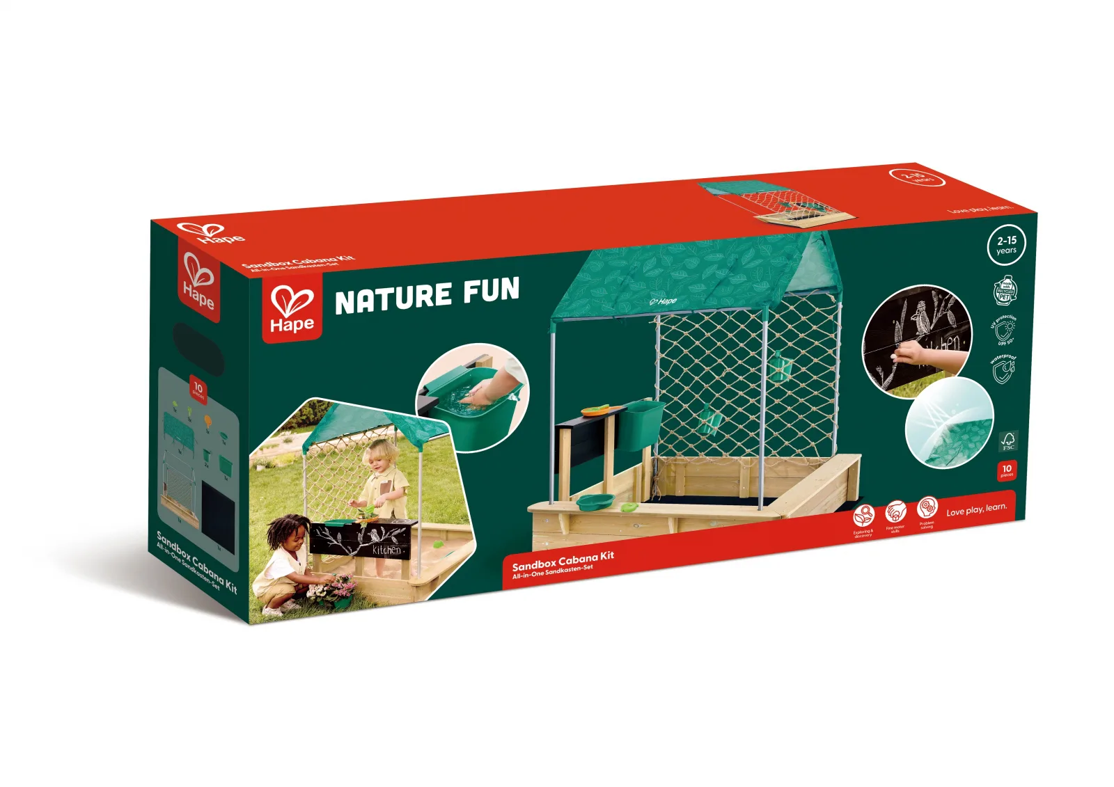 Комплект дървена къщичка пясъчник, Hape, 10 части, 120 x 125 x 92 см - Image 2