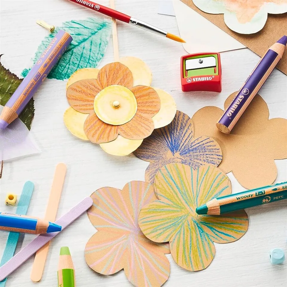 Комплект цветни моливи, Stabilo, Woody Arty 3 в 1 + острилка, 10 цвята - Image 6