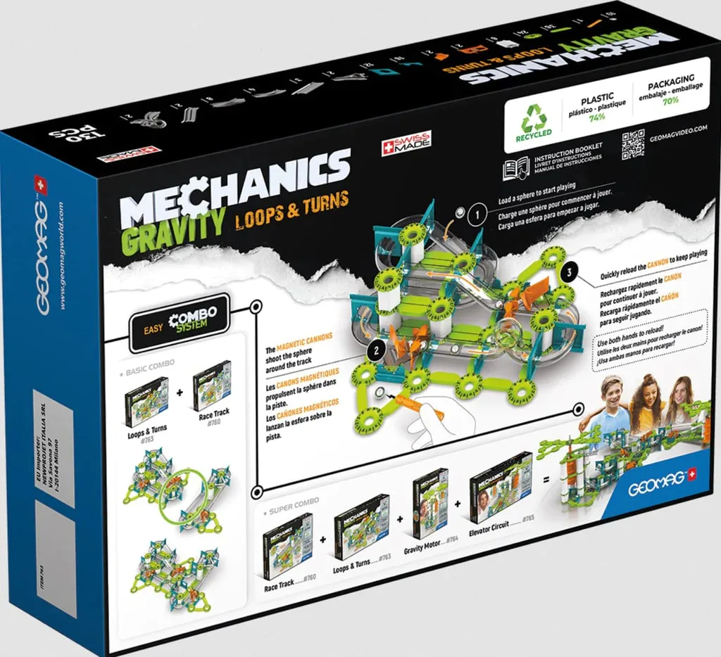 Магнитен конструктор, Geomag, Mechanics, Лупинги и завои, 130 части - Image 2