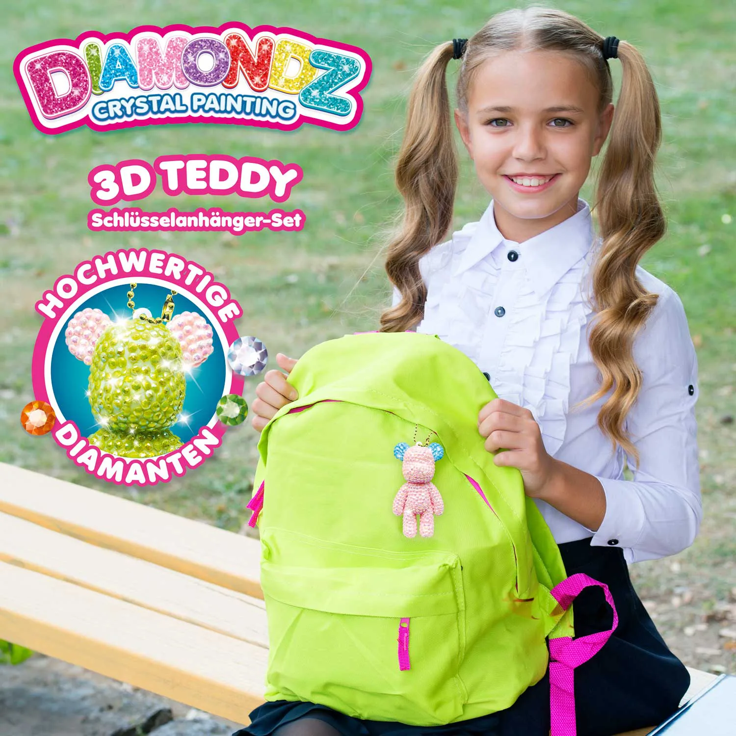 Творчески комплект, Craze, Направи си сам ключодържател с диамантена бродерия, Плюшено мече - Image 2