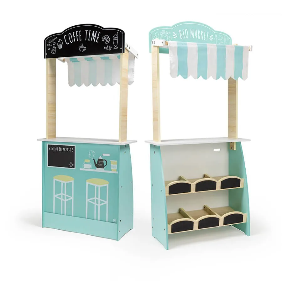 Дървена играчка, Eurekakids, Пазар и Кафе салон 2 в 1, 49 х 24 х 114 см - Image 3