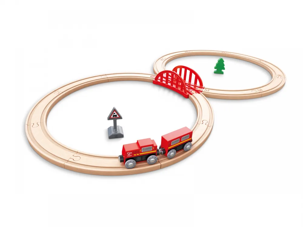 Детски игрален комплект, Hape, Класическа железопътна осмица, 19 части - Image 5