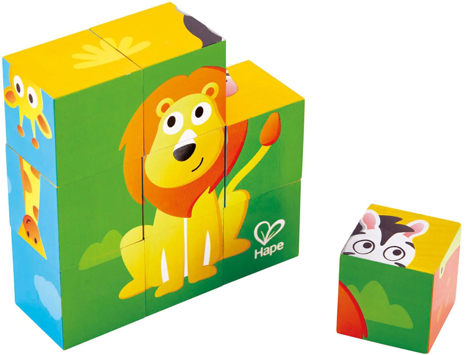 Дървен пъзел с кубчета, Hape, Джунгла, 9 части - Image 2