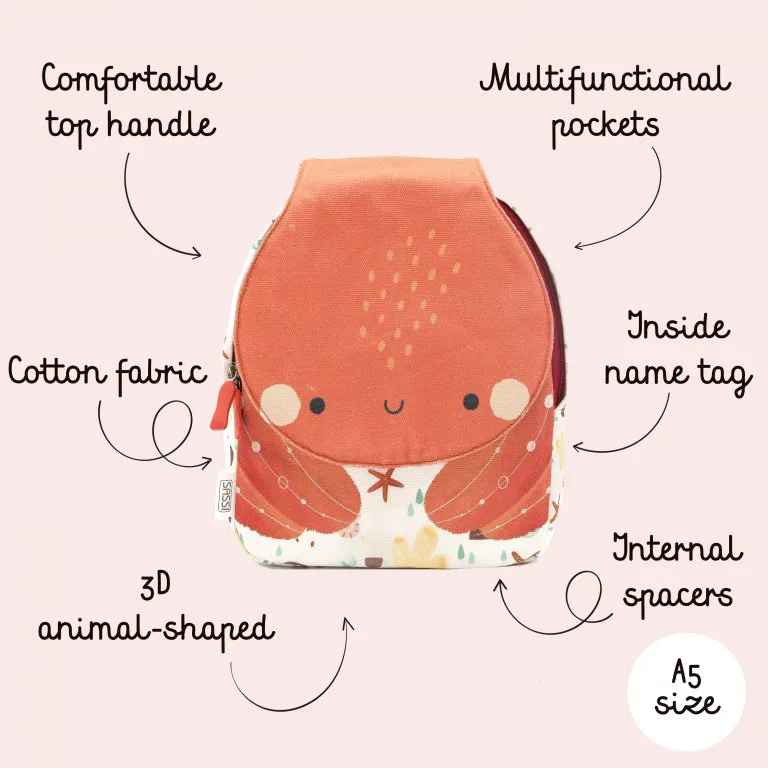 Малка детска раница, Sassi, Октопод, 27.3 х 22 см - Image 4