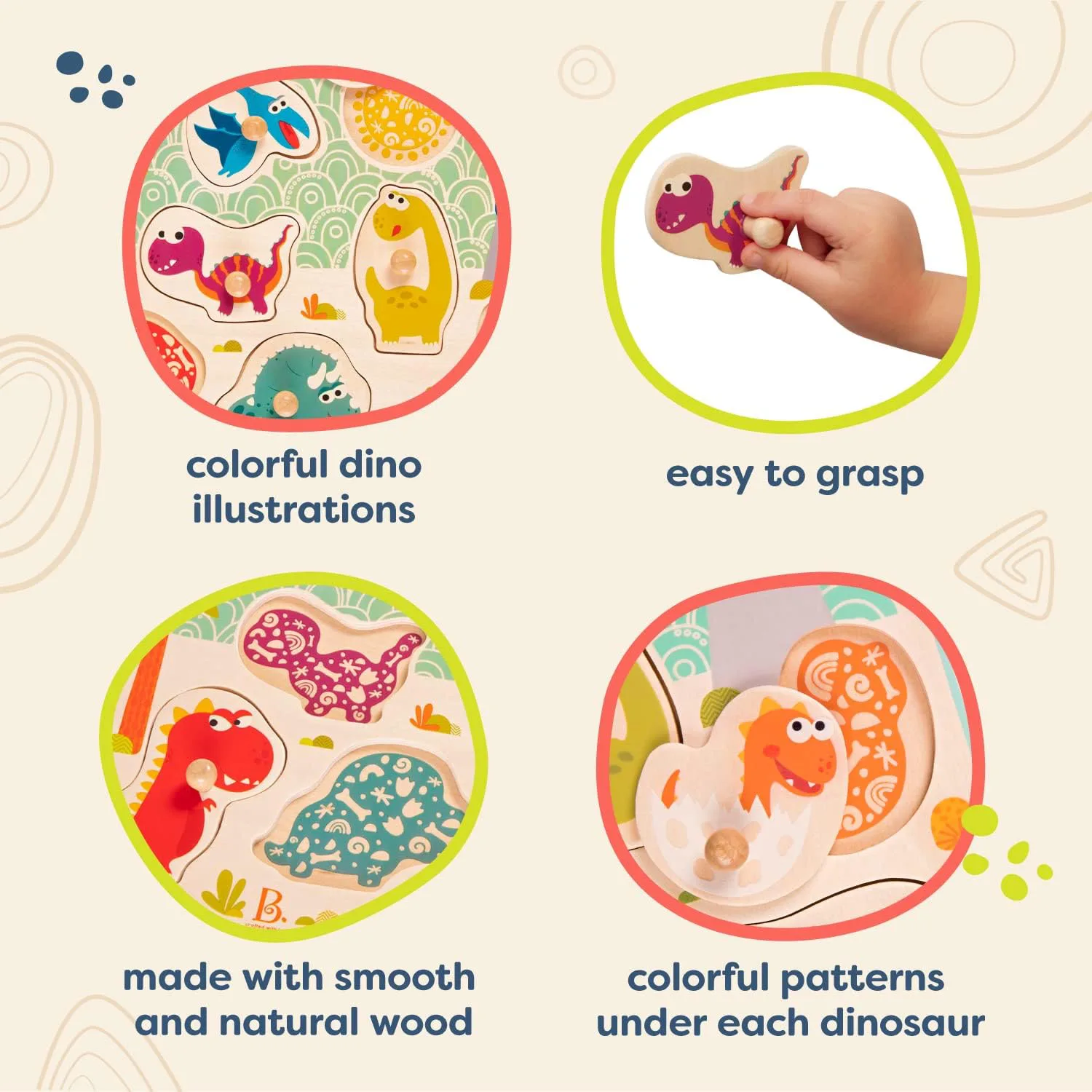 Дървен пъзел, Battat, Динозаври, 8 части - Image 4