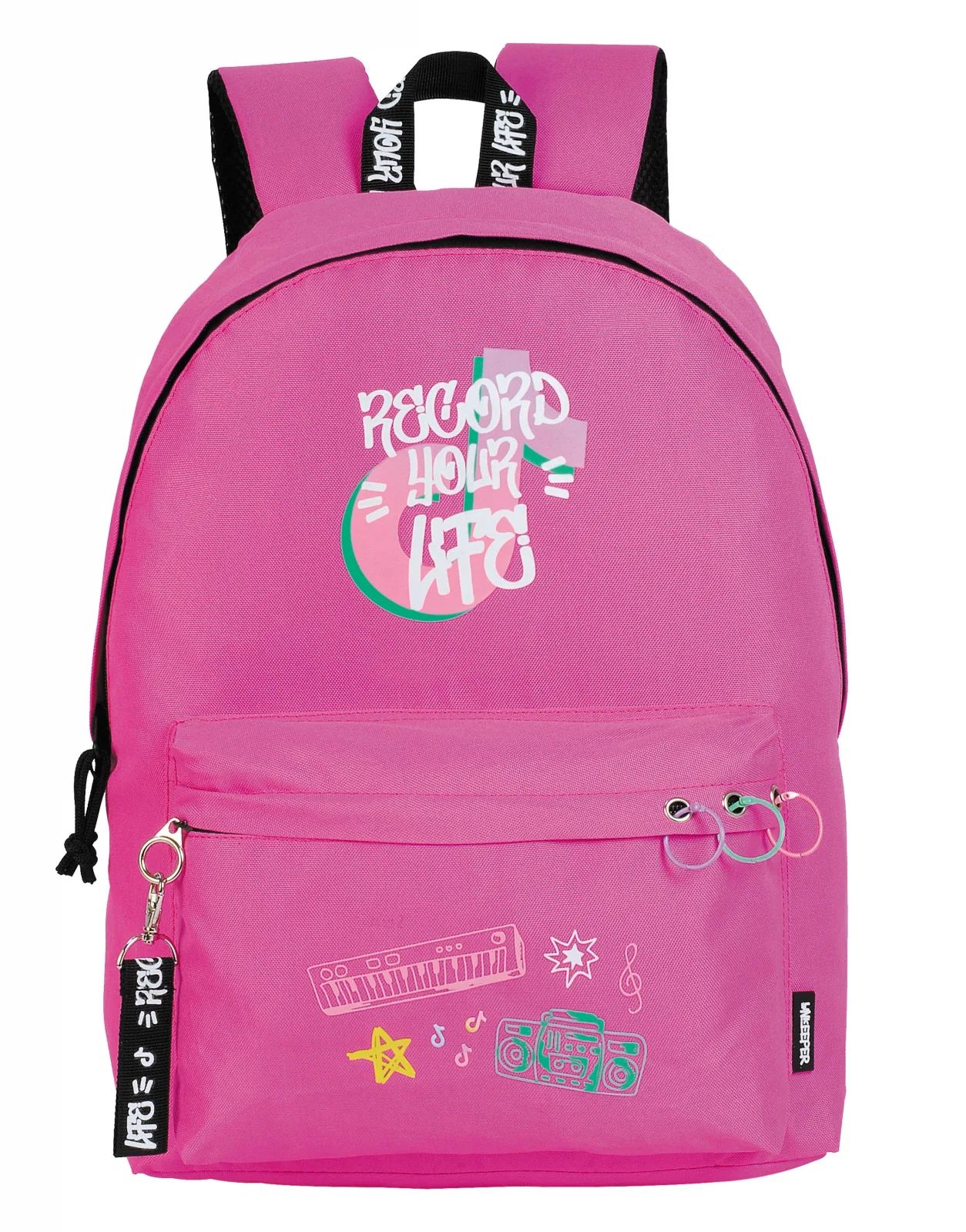 Ученическа раница, Unkeeper, Record Your Life, 44 x 32 x 14 см, Розов - Image 2