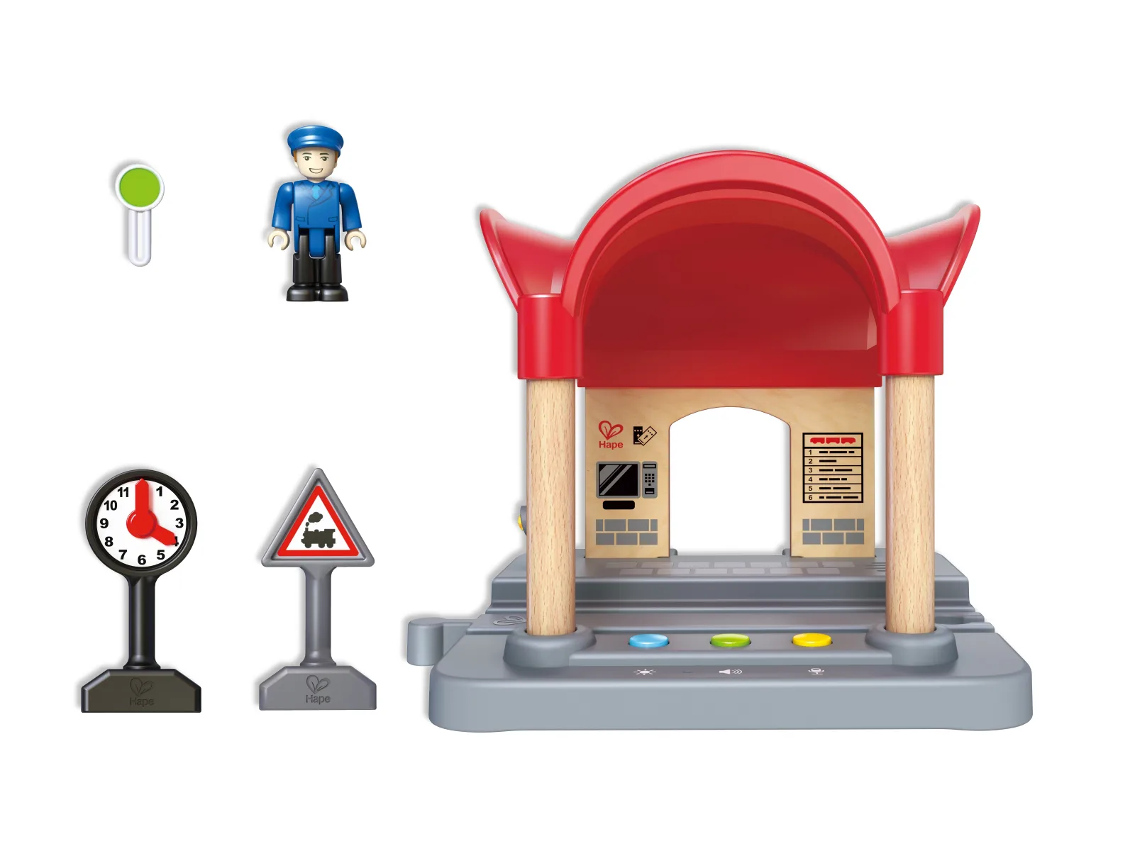 Комплект за игра, Hape, Интерактивна ЖП гара, 5 части - Image 5