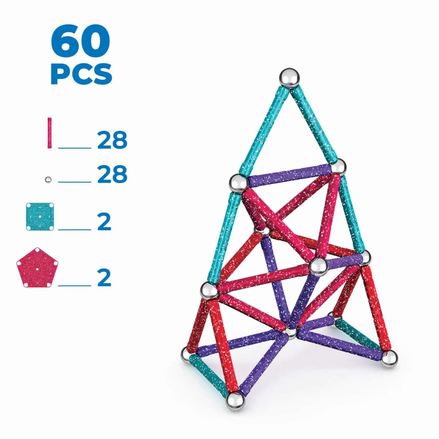 Магнитен конструктор, Geomag, Glitter, 60 части - Image 5