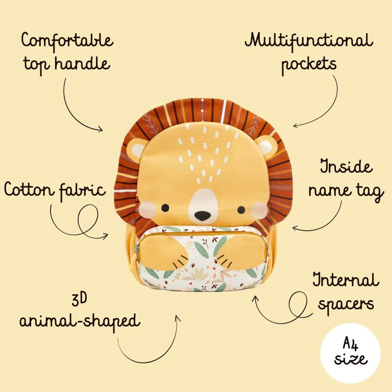 Детска раница, Sassi, Лъв, 27.6 х 36 см - Image 8