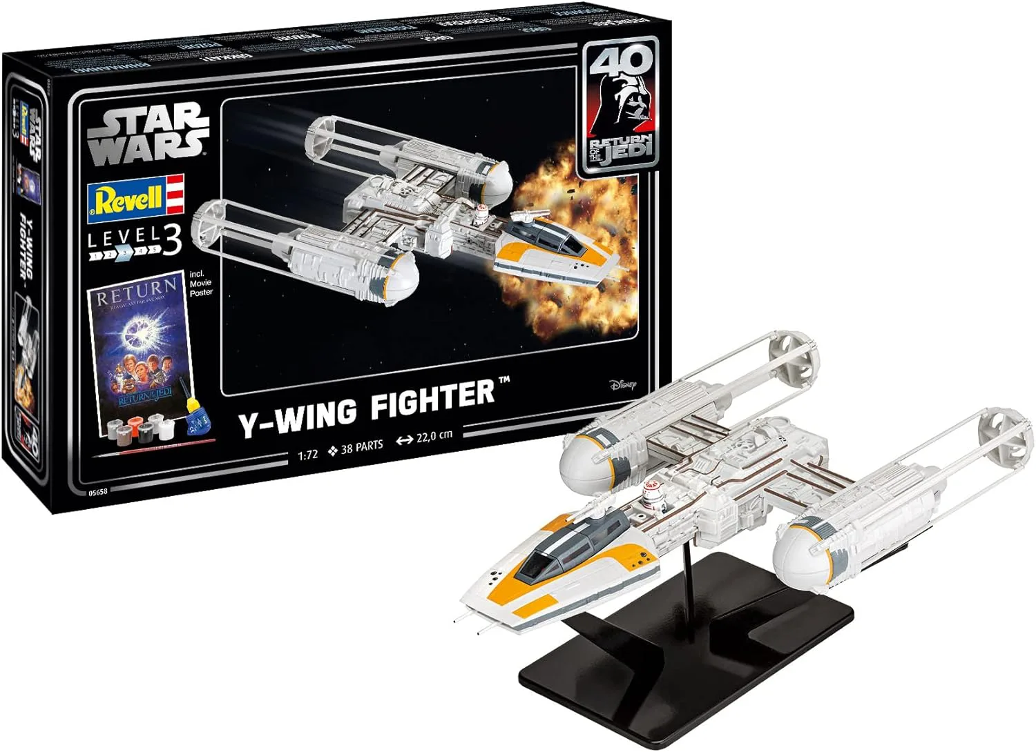 Комплект модел за сглобяване, Revell, Star Wars, Y-wing Fighter, 38 части - Image 2