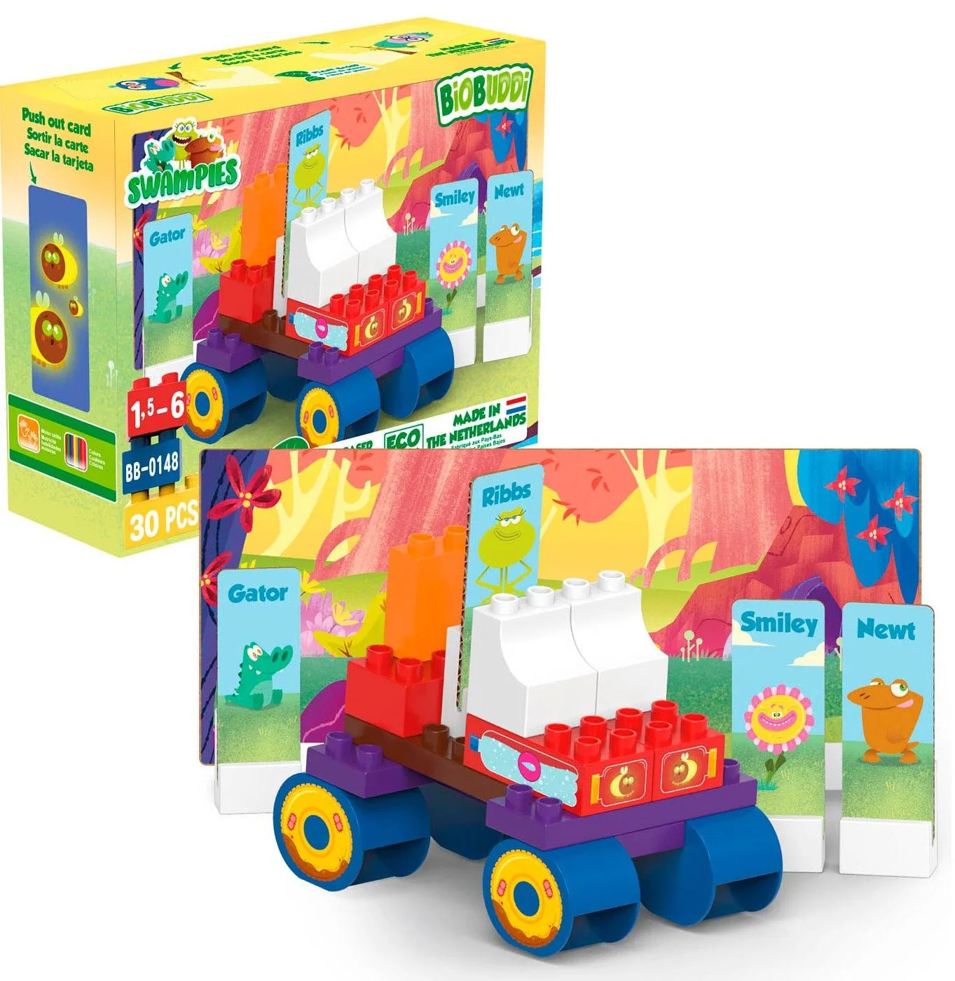 Конструктор, BioBuddi, Swampies, Състезателна кола, 30 части - Image 2