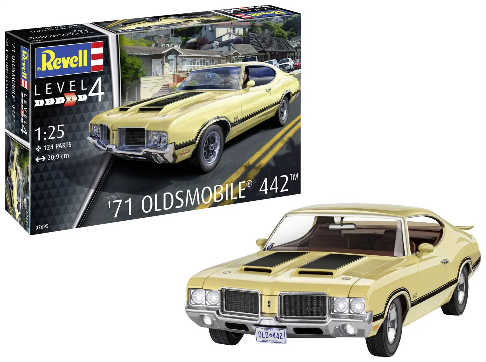 Сглобяем модел, Revell, Oldsmobile 442 1971 Coupe, 124 части - Image 2