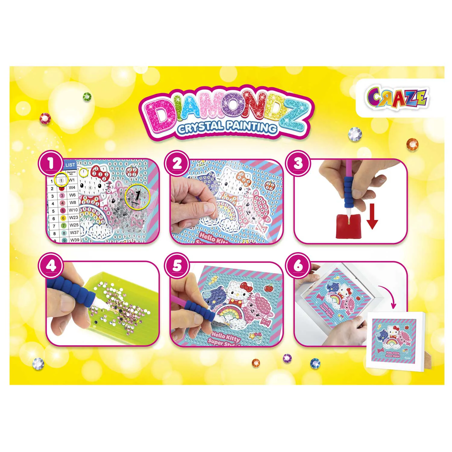 Комплект диамантен гоблен, Craze, DIAMONDZ, Hello Kitty, за начинаещи - Image 6