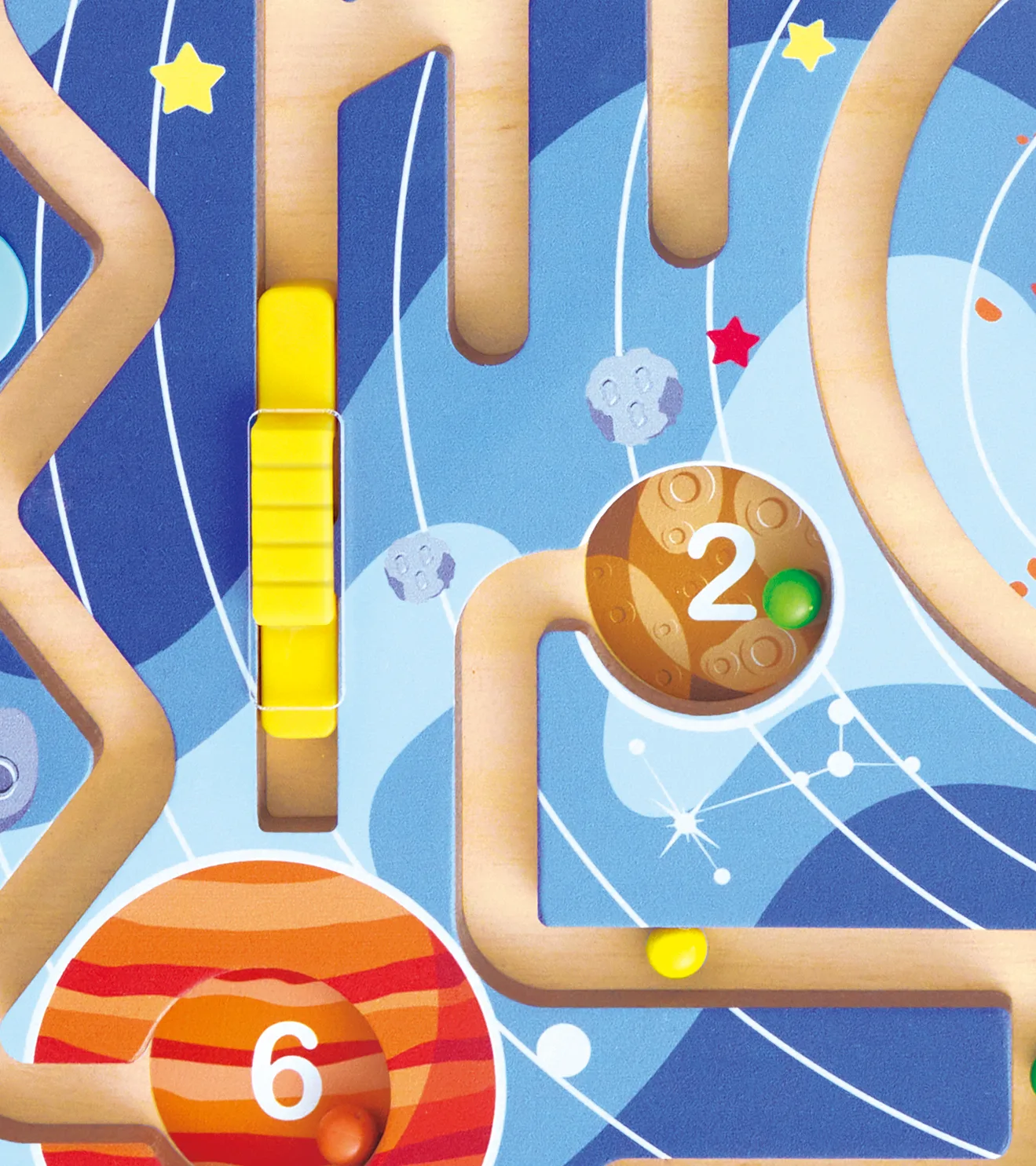 Дървен комплект за игра 2 в 1, Hape, Космически лабиринт и дъска танграм, 15 части - Image 3