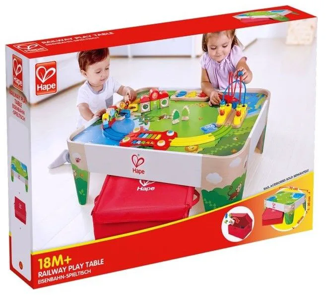 Детска дървена маса за игра, Hape, Железопътен транспорт - Image 3