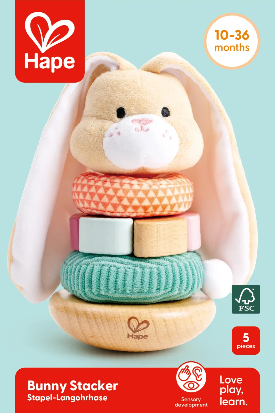 Дървен конус за подреждане Hape, Зайче - Image 5