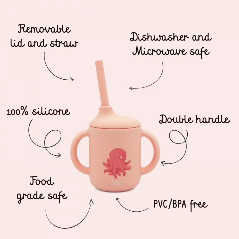 Силиконова чаша със сламка Sassi, Октопод - Image 6