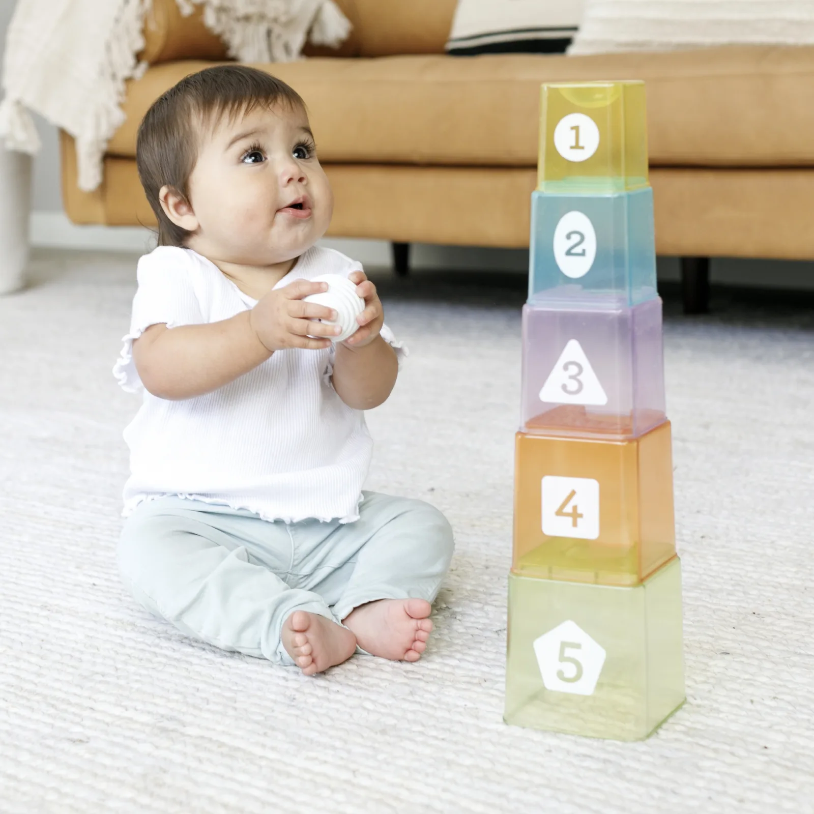 Бебешки комплект за игра, Infantino, Чашки за подреждане и топче - Image 6