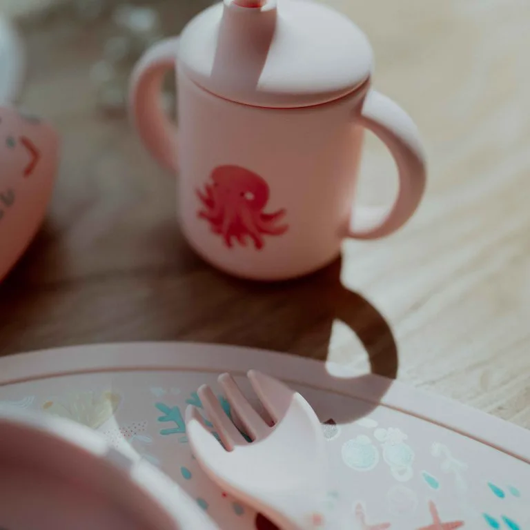 Силиконов комплект за хранене, вилица и лъжица, Sassi, Октопод - Image 5