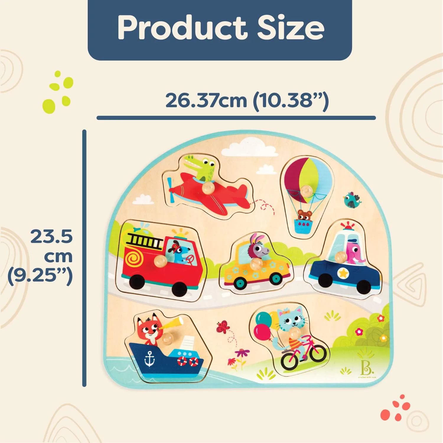 Дървен пъзел, Battat, Превозни средства, 8 части - Image 8