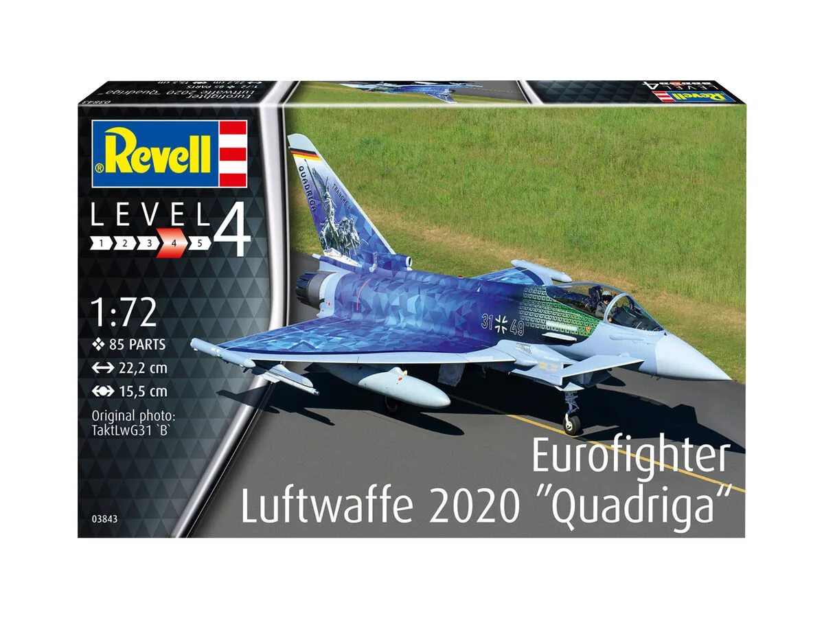 Сглобяем модел, Revell, Германски изтребител Eurofighter, Luftwaffe 2020 Quadriga, 85 части - Image 2