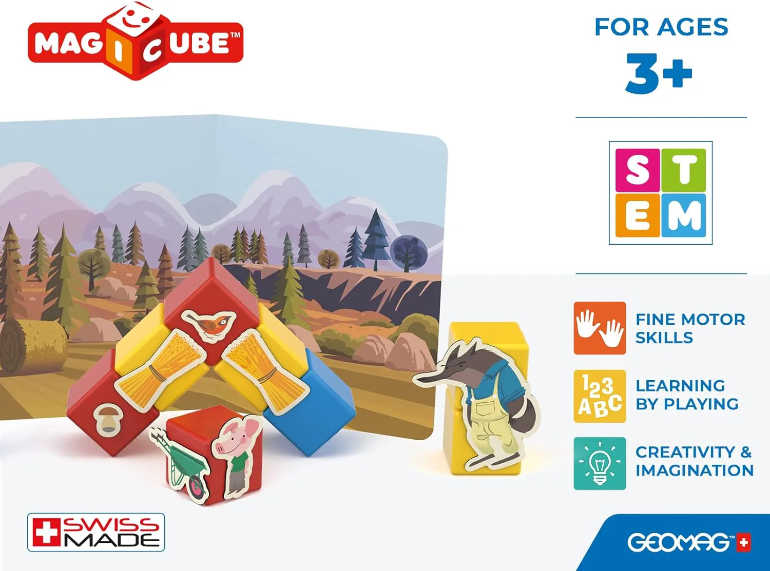 Магнитен конструктор, Geomag, Magicube, Story Building, Три малки прасенца, 42 части - Image 5