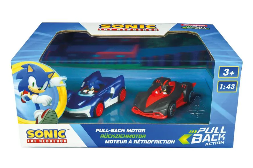 Комплект пулбек колички, Carrera, Sonic, Соник срещу Шадоу, 2 броя